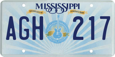 MS license plate AGH217
