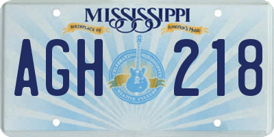 MS license plate AGH218