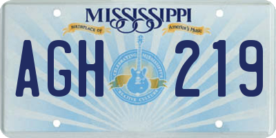 MS license plate AGH219
