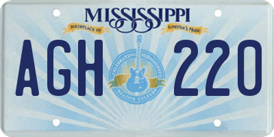 MS license plate AGH220