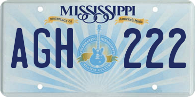 MS license plate AGH222