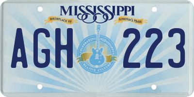 MS license plate AGH223