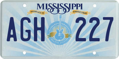 MS license plate AGH227