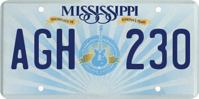 MS license plate AGH230