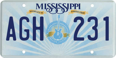 MS license plate AGH231