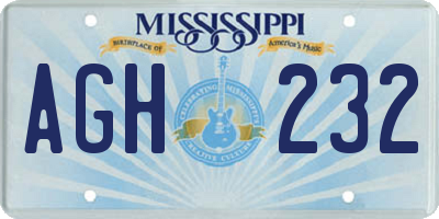 MS license plate AGH232