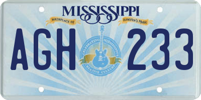 MS license plate AGH233