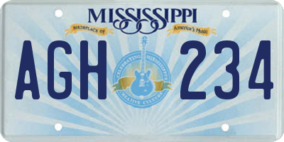 MS license plate AGH234