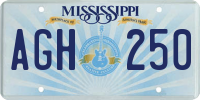 MS license plate AGH250