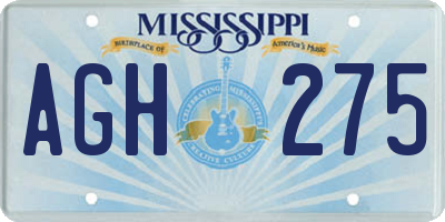 MS license plate AGH275