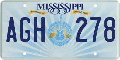 MS license plate AGH278