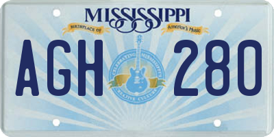 MS license plate AGH280