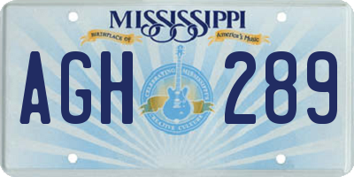 MS license plate AGH289