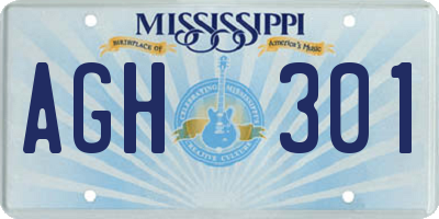 MS license plate AGH301