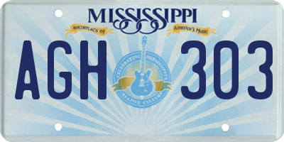 MS license plate AGH303