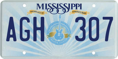 MS license plate AGH307