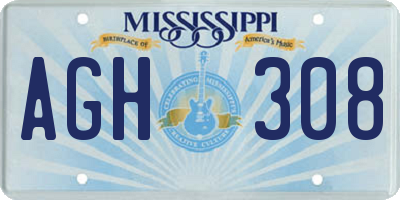MS license plate AGH308
