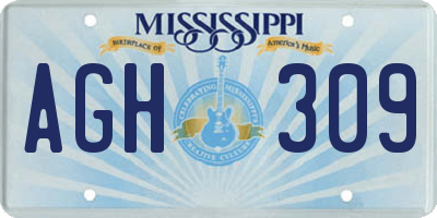 MS license plate AGH309