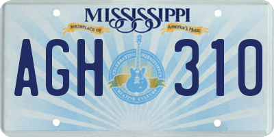 MS license plate AGH310