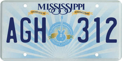 MS license plate AGH312