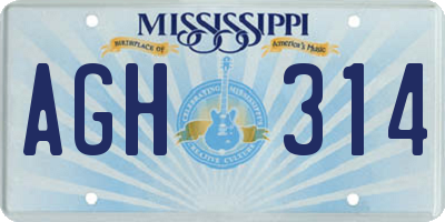 MS license plate AGH314