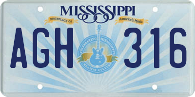 MS license plate AGH316
