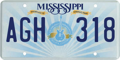 MS license plate AGH318