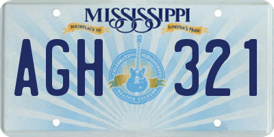 MS license plate AGH321