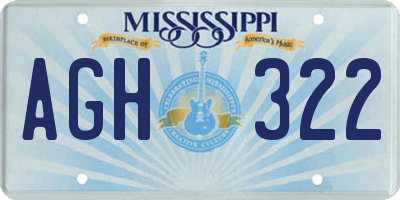 MS license plate AGH322