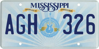 MS license plate AGH326