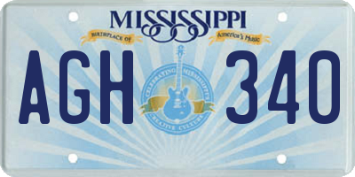 MS license plate AGH340