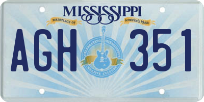 MS license plate AGH351