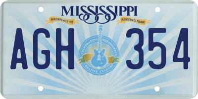 MS license plate AGH354