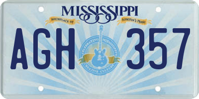 MS license plate AGH357