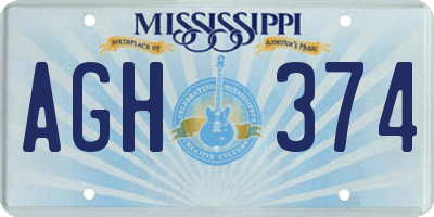 MS license plate AGH374