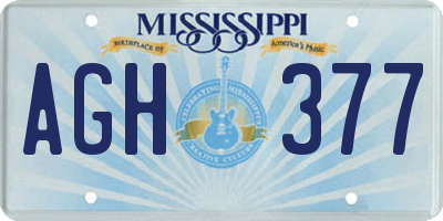 MS license plate AGH377