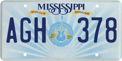 MS license plate AGH378