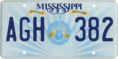MS license plate AGH382