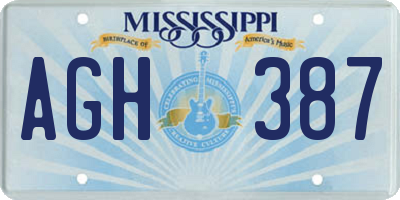 MS license plate AGH387