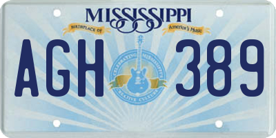 MS license plate AGH389