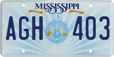 MS license plate AGH403