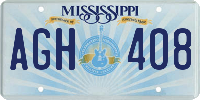 MS license plate AGH408