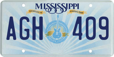 MS license plate AGH409