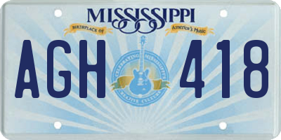 MS license plate AGH418
