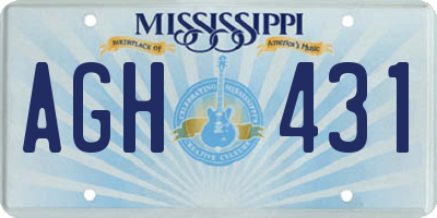 MS license plate AGH431