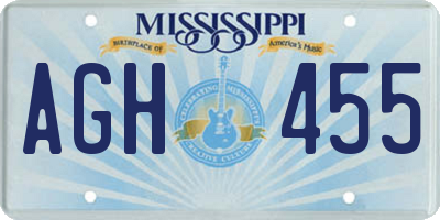 MS license plate AGH455