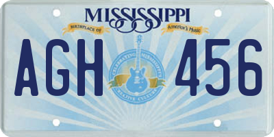 MS license plate AGH456