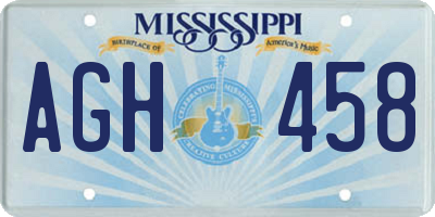 MS license plate AGH458