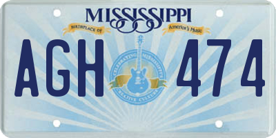 MS license plate AGH474