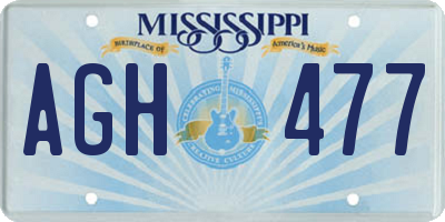 MS license plate AGH477